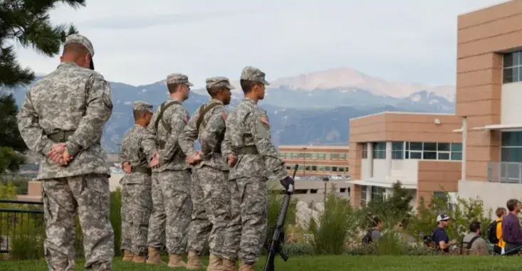 service men and women in formation