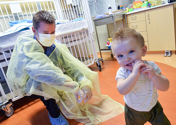 happy child in hospital playing