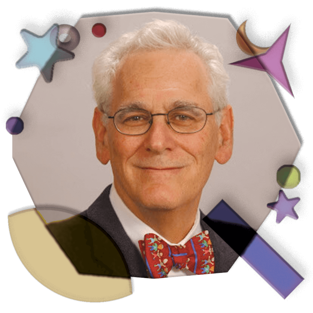 Stephen Berman, an older distinguished man with white hair, glasses, and wearing a suit with a patterned red bowtie.