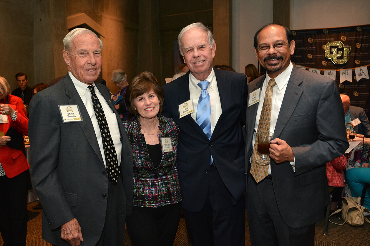 From left: CU President Bruce Benson, Mary Ann Looney, Doug Looney and UCCS Interim Chancellor Venkat Reddy